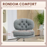 HOMCOM Bureaustoel zonder Armleuningen, Comfortabele Bureau Stoel met Gepolsterde Zitting en Verstelbare Hoogte, Grijs(m-4)