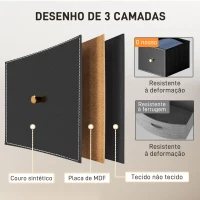 HOMCOM Cómoda para Dormitório de Tecido com 9 Gavetas Dobráveis com Frentes de Couro PU e Estrutura de Aço 88x30x103,5 cm Preto(m-7)