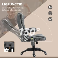 Vinsetto® kantoorstoel massagestoel draaistoel in hoogte verstelbaar 130° hoek linnen grijs 67 x 85 x 116 cm(m-8)