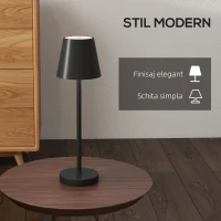 HOMCOM Lampă de Masă cu 3 Lumini Albe, Lampă de Birou Portabilă, Modernă cu Cablu Inclus, Ø11,2x36,5 cm, Negru(m-6)