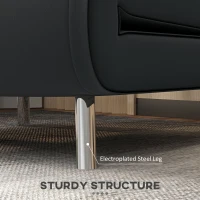 HOMCOM Fotel do wypoczynku z funkcją spania, fotel rozkładany, ozdobny przeszycia, aksamit, 77 cm x 88 cm x 83 cm, czarny(m-7)