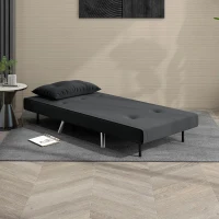 HOMCOM Fotel do wypoczynku z funkcją spania, fotel rozkładany, ozdobny przeszycia, aksamit, 77 cm x 88 cm x 83 cm, czarny(m-8)