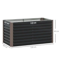 Outsunny Zestaw 2 wysokich grządek, Skrzynia Uprawna, Extra Głęboka, Metal, 120 x 60 x 60 cm, Ciemnoszary(m-3)