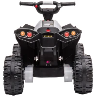 HOMCOM Kinder-Quad Elektrisches Kinderauto, 6 km/h, Sound- und Lichteffekte, : 83 cm x 53 cm x 55,5 cm, Schwarz + Weiß(m-12)