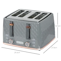 HOMCOM Four-Slice Honeycomb Toaster - Grey(m-3)