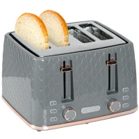 HOMCOM Four-Slice Honeycomb Toaster - Grey(m-1)