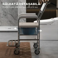 HOMCOM Scaun Cu Rotile – Impermeabil cu WC Detasabil pentru Batrani(m-7)