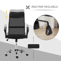 HOMCOM scaun ergonomic de birou, insertie plasa, negru(m-4)