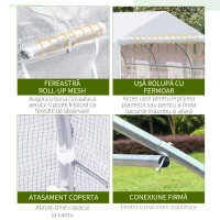 Outsunny Sera pentru grădină cu acoperiș din PE cu țevi din fier, alb, 3,5x3x2m(m-6)