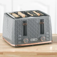 HOMCOM Four-Slice Honeycomb Toaster - Grey(m-2)