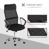 HOMCOM scaun ergonomic de birou, insertie plasa, negru(m-7)