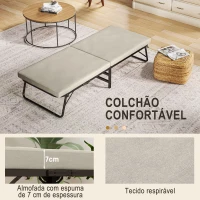 HOMCOM Cama Dobrável 70x180 cm com Colchão de Espuma Cama Dobrável com Encosto Ajustável em 5 Posições e Rodas(m-4)