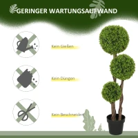 HOMCOM Bukszpan sztuczny, roślina z realistycznym wyglądem, do użytku zewnętrznego, Zielony + Czarny(m-6)