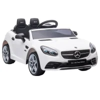 AIYAPLAY Kinder-Elektroauto, mit LED-Scheinwerfern, Sicherheitsgurt, Hupe, Musik, 3 bis 5 km/h, weiß, 107 x 62,5 x 44cm(m-18)