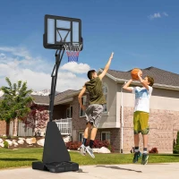 SPORTNOW Basketball Hoop Outdoor, Height Adjustable Basketball Hoop and Stand with Rebound System, Weighted Base, Portable on Wheels, 2.45-3.05m, for Teens, Juniors, Adults, Black(m-2)