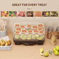 HOMCOM 6 Tray Food Dehydrator, 550W Freeze Dryer Machine with Adjustable Temperature, 48H Timer, for Drying Fruit, Meat, Vegetable, Jerky and Pet Treat, Black(m-6)