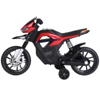 HOMCOM Kindermotorrad Kinder-Elektromotorrad Elektro-Motorrad für Kinder 3-6 Jahren Licht Musik MP3 Elektrofahrzeug mit Stützrädern maximal 3 km/h Metall + Kunststoff Rot 105 x 52,3 x 62,3 cm(m-9)