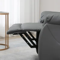 HOMCOM Relaxfotel z Pomocą Wstawania, Masaż, do 180 kg, Skóra Ekologiczna, Szary(m-12)