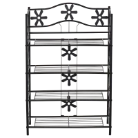 HOMCOM kleines Schuhregal Platzsparend Blumenregal Pflanzentreppe Standregal Ständer 4 Etagen Metall Schwarz 59,5 x 30 x 92 cm(m-17)
