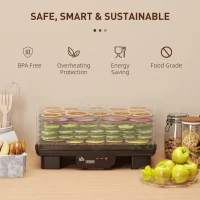HOMCOM 6 Tray Food Dehydrator, 550W Freeze Dryer Machine with Adjustable Temperature, 48H Timer, for Drying Fruit, Meat, Vegetable, Jerky and Pet Treat, Black(m-9)
