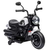 HOMCOM Elektro-Kindermotorrad, LED-Scheinwerfer, abnehmbare Stützräder, bequemer Sitz, Rot/Schwarz(m-10)