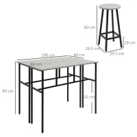 HOMCOM 6-Piece Bar Table Set, 2 Breakfast Tables with 4 Stools, Counter Height Dining Tables & Chairs for Kitchen, Living Room, Grey(m-3)
