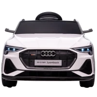 HOMCOM Elektro Kinderauto 12V Elektrofahrzeug Audi E-tron Elektroauto mit Fernbedienung, Sicherheitsgurt, Musik (MP3/USB/TF), Kinderfahrzeug für Kinder 3-5 Jahre, 3-5 km/h, Weiß(m-14)