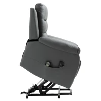 HOMCOM Relaxfotel z Pomocą Wstawania, Masaż, do 180 kg, Skóra Ekologiczna, Szary(m-18)