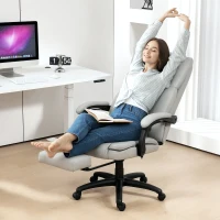 Vinsetto Obrotowy fotel biurowy z podnóżkiem, funkcją masażu, obszyty skórą ekologiczną, 68,5x68,5x113-121cm(m-2)