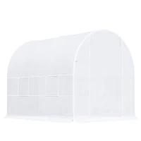 Outsunny 2.5 x 2 x 2 m Large Walk-In Tunnel Greenhouse, Outdoor Polytunnel Plant Shelter, Galvanised Steel Frame, White(m-12)