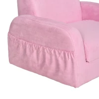 HOMCOM Toddlercouch, 2 Seater Kids Sofa, with Footstool, Arms, Wood Frame, PVC Cover, Pink(m-9)
