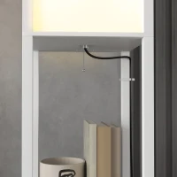 HOMCOM Lampă de Podea Modernă cu 2 Abajururi și 2 Rafturi, Lampă de Podea cu Întrerupător de Picior, 26x26x156 cm, Alb(m-8)