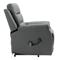 HOMCOM Relaxfotel z Pomocą Wstawania, Masaż, do 180 kg, Skóra Ekologiczna, Szary(m-16)