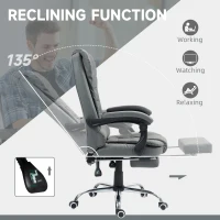 HOMCOM Executive Office Chair, Home Office Chair with Swivel Wheels, Reclining Backrest, Retractable Footrest, Grey(m-6)