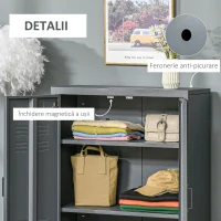 HOMCOM Dulapior Multifunctional cu 2 Usi Stil Industrial, Dulapior Metalic pentru Casa si Garaj - Gri(m-9)