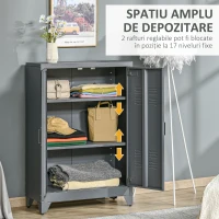 HOMCOM Dulapior Multifunctional cu 2 Usi Stil Industrial, Dulapior Metalic pentru Casa si Garaj - Gri(m-7)