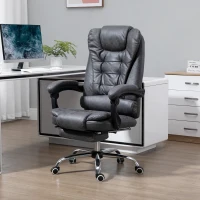 Vinsetto Heated 6 Points Vibration Massage Executive Office Chair Adjustable Swivel Ergonomic High Back Desk Chair Recliner with Footrest Dark Grey(m-11)