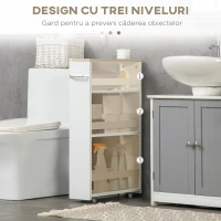 Kleankin Raft Depozitare Baie – 3 Nivele inguste cu Roti(m-7)