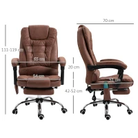 Vinsetto Heated 6 Points Vibration Massage Executive Office Chair Adjustable Swivel Ergonomic High Back Desk Chair Recliner with Footrest Brown(m-3)