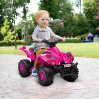 AIYAPLAY 6V Kids Electric Quad Bike w/ Music, Forward Function, for 2-6 Years, Pink(m-2)