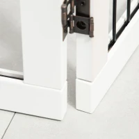 PawHut Absperrgitter für Hunde Schutzgitter Hundegitter mit Stützfüßen Treppengitter Hundeabsperrgitter Türschutzgitter für Kamin & Ofen, Kiefernholz Weiß 185 x 36 x 71 cm(m-10)