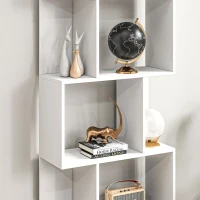 HOMCOM Raft pentru Cărți cu 5 Rafturi Separate, Bibliotecă în Formă de S din Lemn, 60x24x184,5 cm, Alb(m-9)