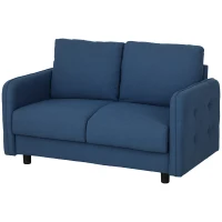 HOMCOM Canapea Modernă cu 2 Locuri, Brațe, 2 Perne Detașabile și Spațiu pentru Depozitare, 136x75x84 cm, Albastru(m-10)