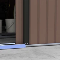 Outsunny Tuinschuur, Weerbestendig Tuinhuis voor Tuingereedschap, met Ventilatieramen, Schuifdeuren, Staal, Bruin(m-10)