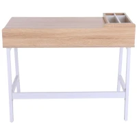 HOMCOM bureau, computertafel, bureautafel, werktafel, pc-tafel, veelzijdig inzetbaar met zes opbergvakken, lade, breed tafelblad voor studeerkamer, kantoor en woonkamer naturel 100 x 55 x 81,5 cm(m-10)