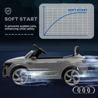 AIYAPLAY Audi Q8 e-tron Sportback Licensed 12V Ride on Car w/ Remote, 4 Spring Suspension Wheels, Headlights, Music, Horn - Grey(m-7)