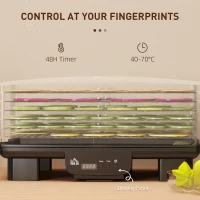 HOMCOM 6 Tray Food Dehydrator, 550W Freeze Dryer Machine with Adjustable Temperature, 48H Timer, for Drying Fruit, Meat, Vegetable, Jerky and Pet Treat, Black(m-7)