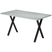 HOMCOM Eettafel, keukentafel, tafelblad met steeneffect, stalen poten, 140 x 80 x 76 cm(m-10)