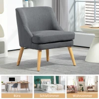 HOMCOM Akzentsessel im skandinavischen Stil, bis 150 kg, Hevea-Holzbeine, Beige, 63x69x79,5 cm(m-6)