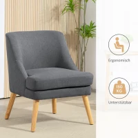 HOMCOM Akzentsessel im skandinavischen Stil, bis 150 kg, Hevea-Holzbeine, Beige, 63x69x79,5 cm(m-4)